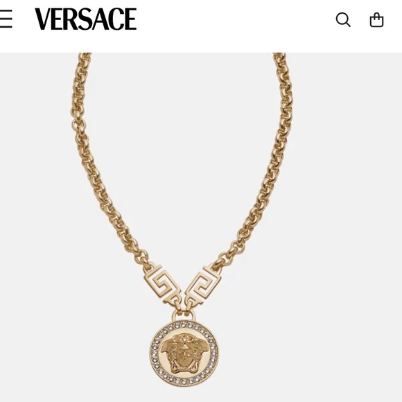 VERSACE CRYSTAL LA MEDUSA GRECA NECKLACE - Picture 3 of 9
